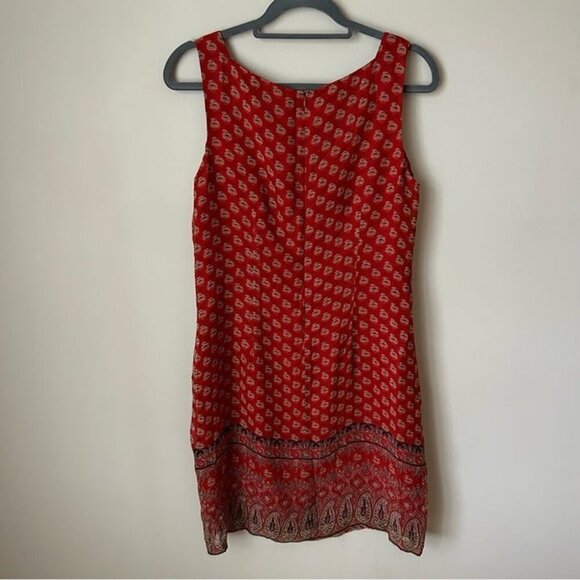 Vintage Robbie Bee Burnt Orange Red Paisley Pattern Sleeveless Silk Dress 10 - Picture 4 of 5